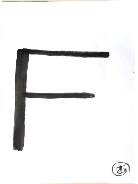 area for drawing - a letter "F".