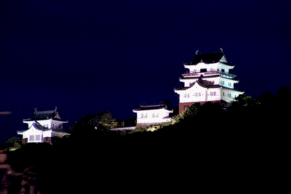 area of drawing - The castle of Hirado at the night.